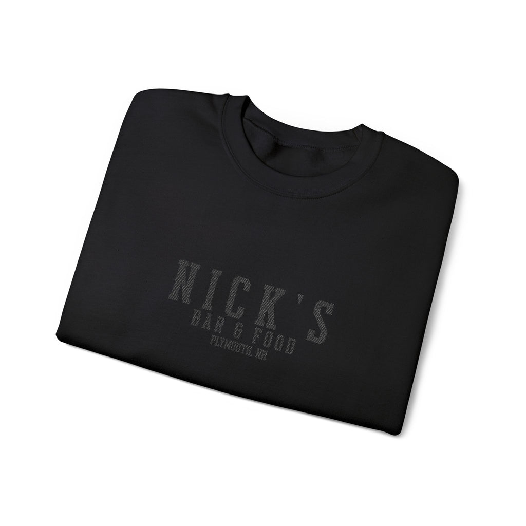 Nick's Black Embroidered Crewneck