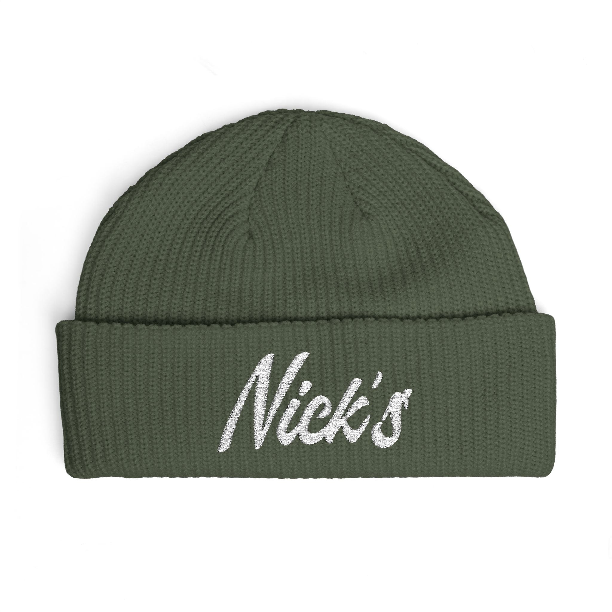 Nick's White embroidered beanie
