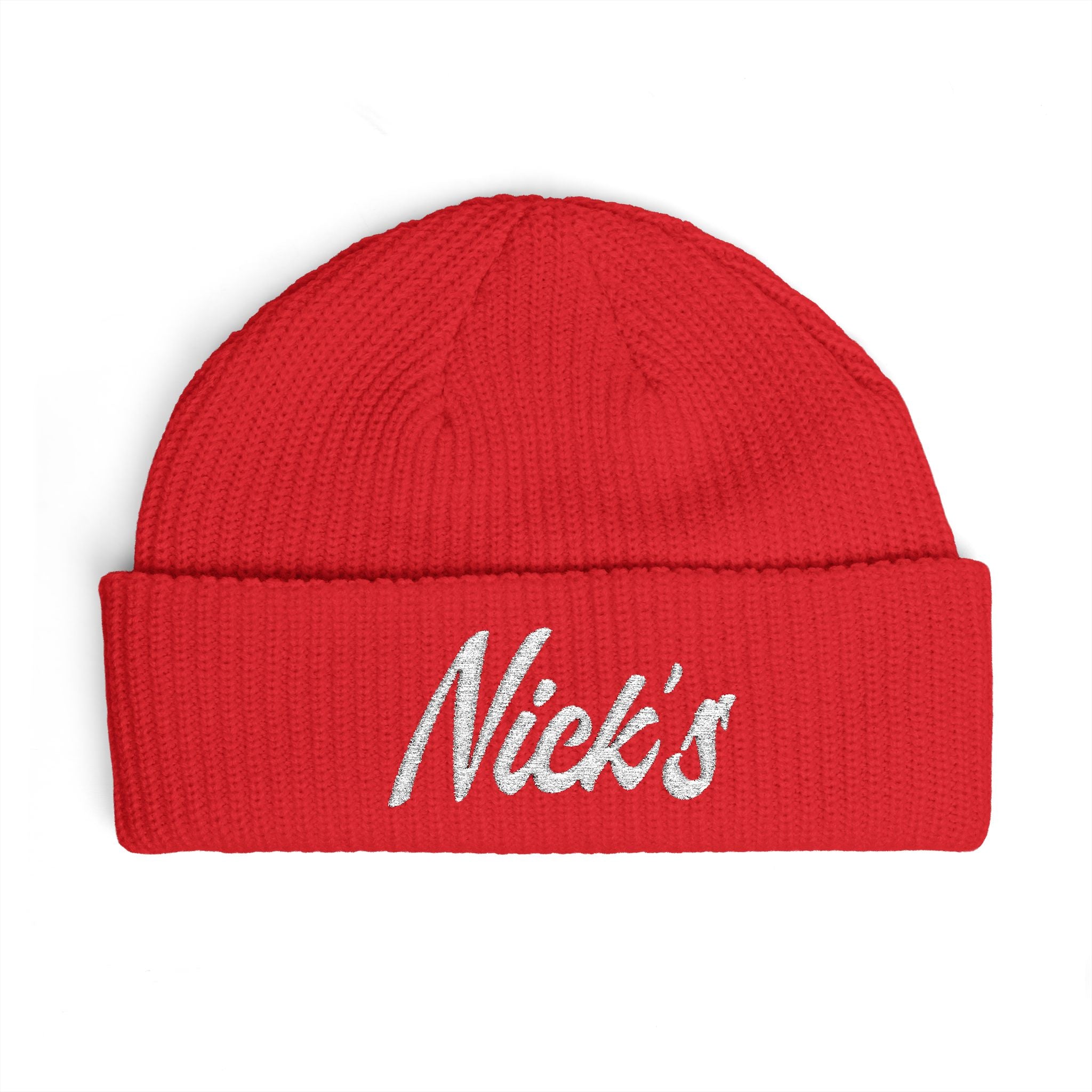 Nick's White embroidered beanie