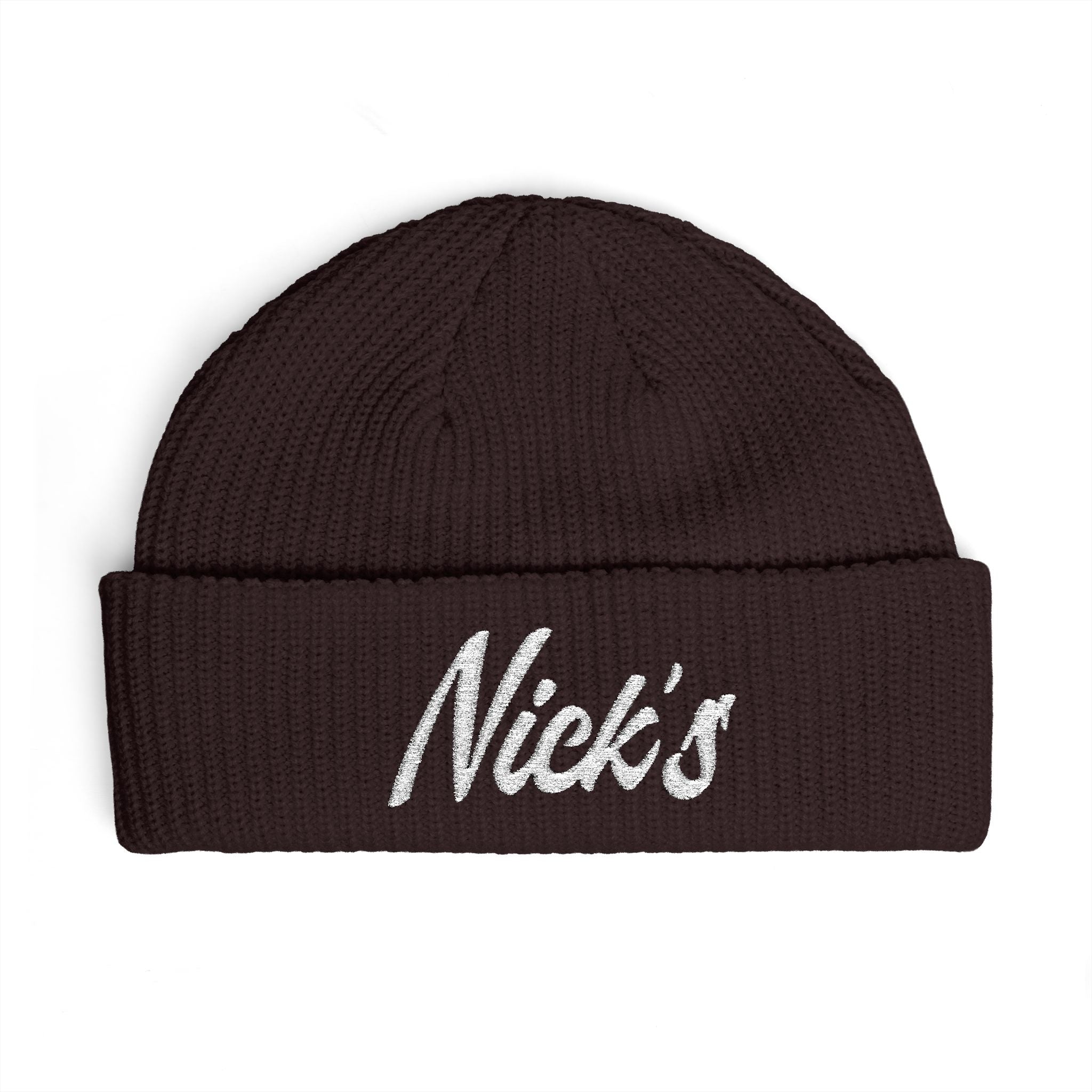Nick's White embroidered beanie