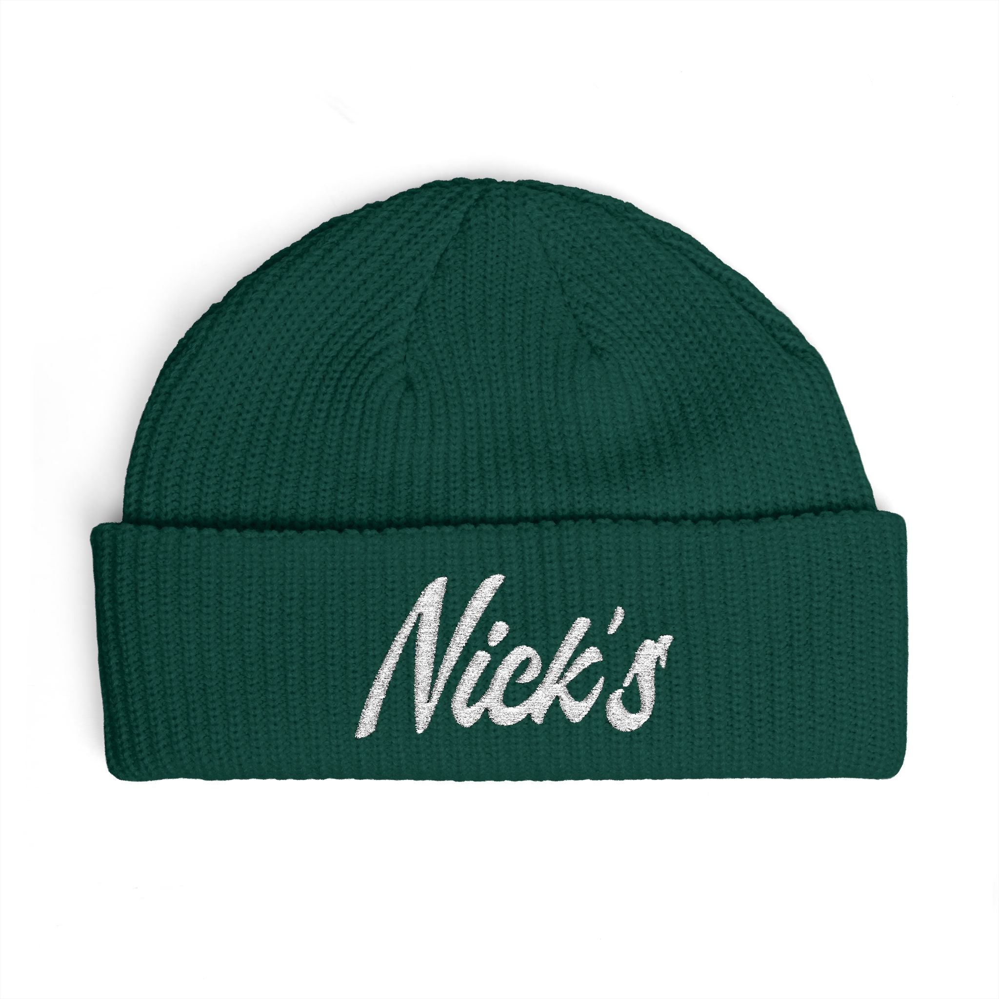 Nick's White embroidered beanie