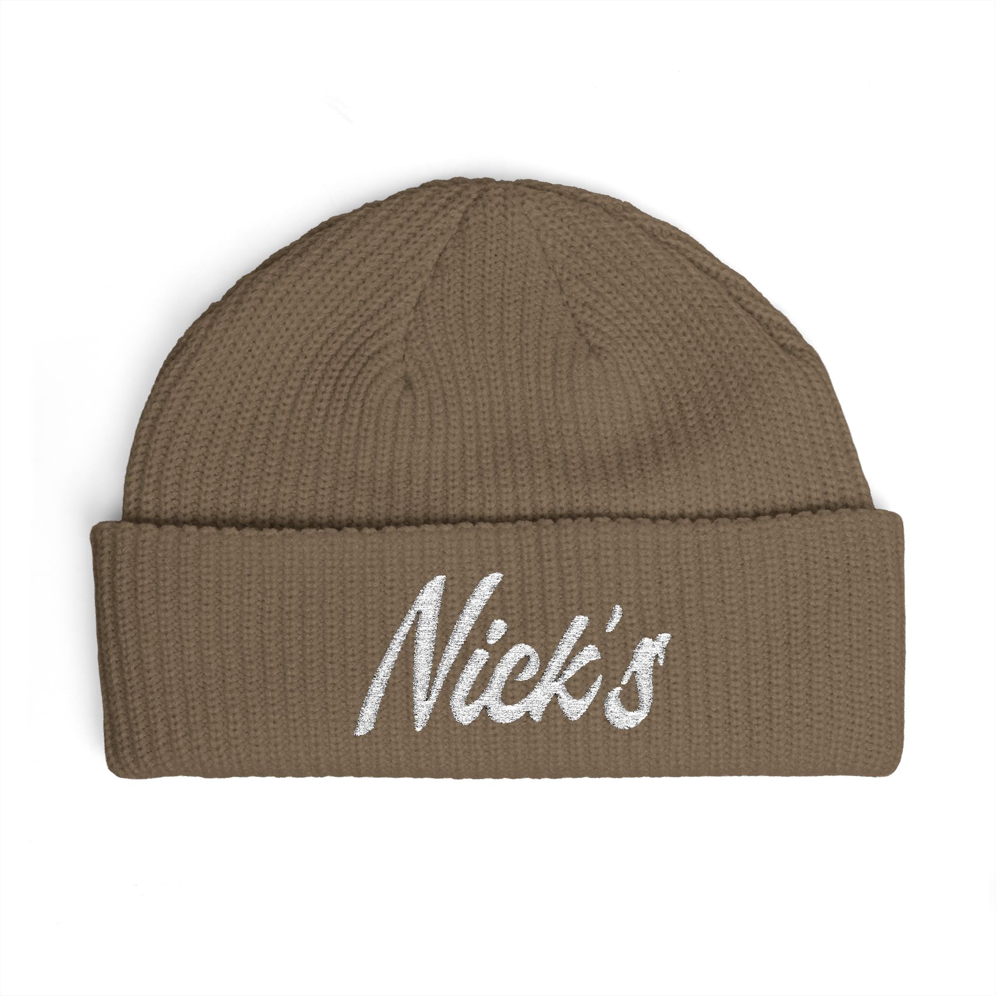 Nick's White embroidered beanie