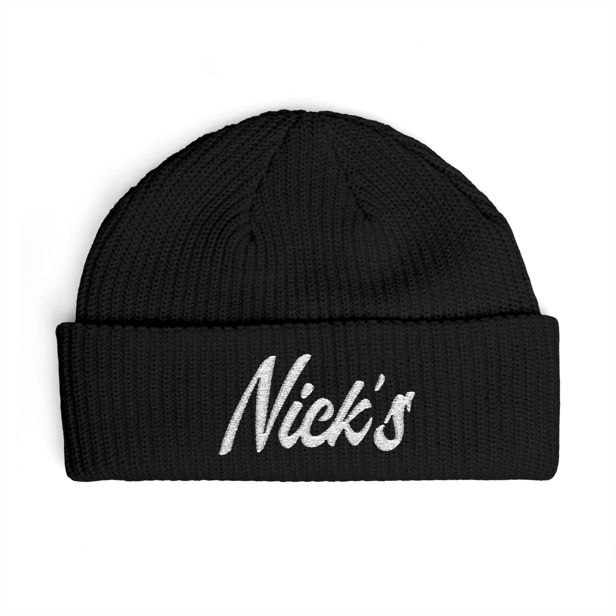 Nick's White embroidered beanie