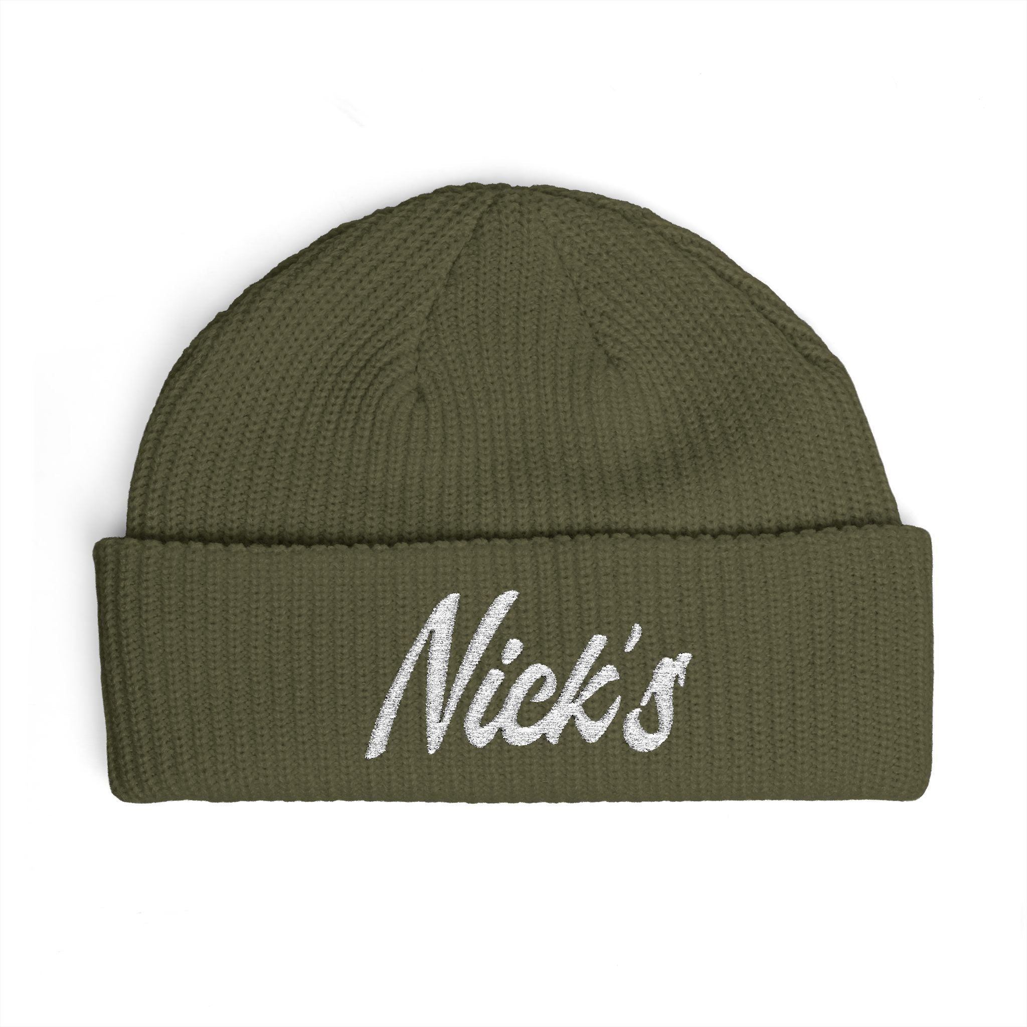 Nick's White embroidered beanie