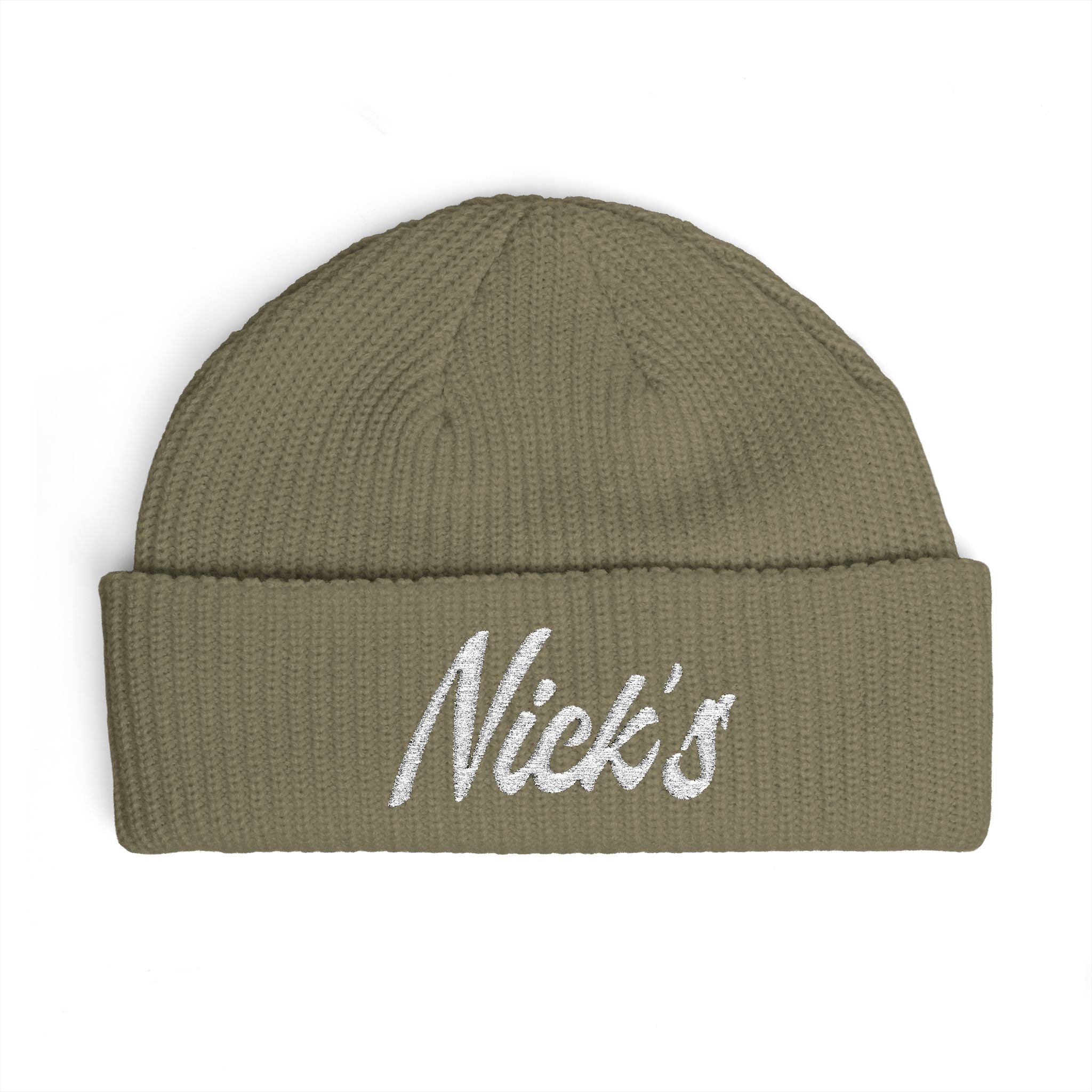 Nick's White embroidered beanie