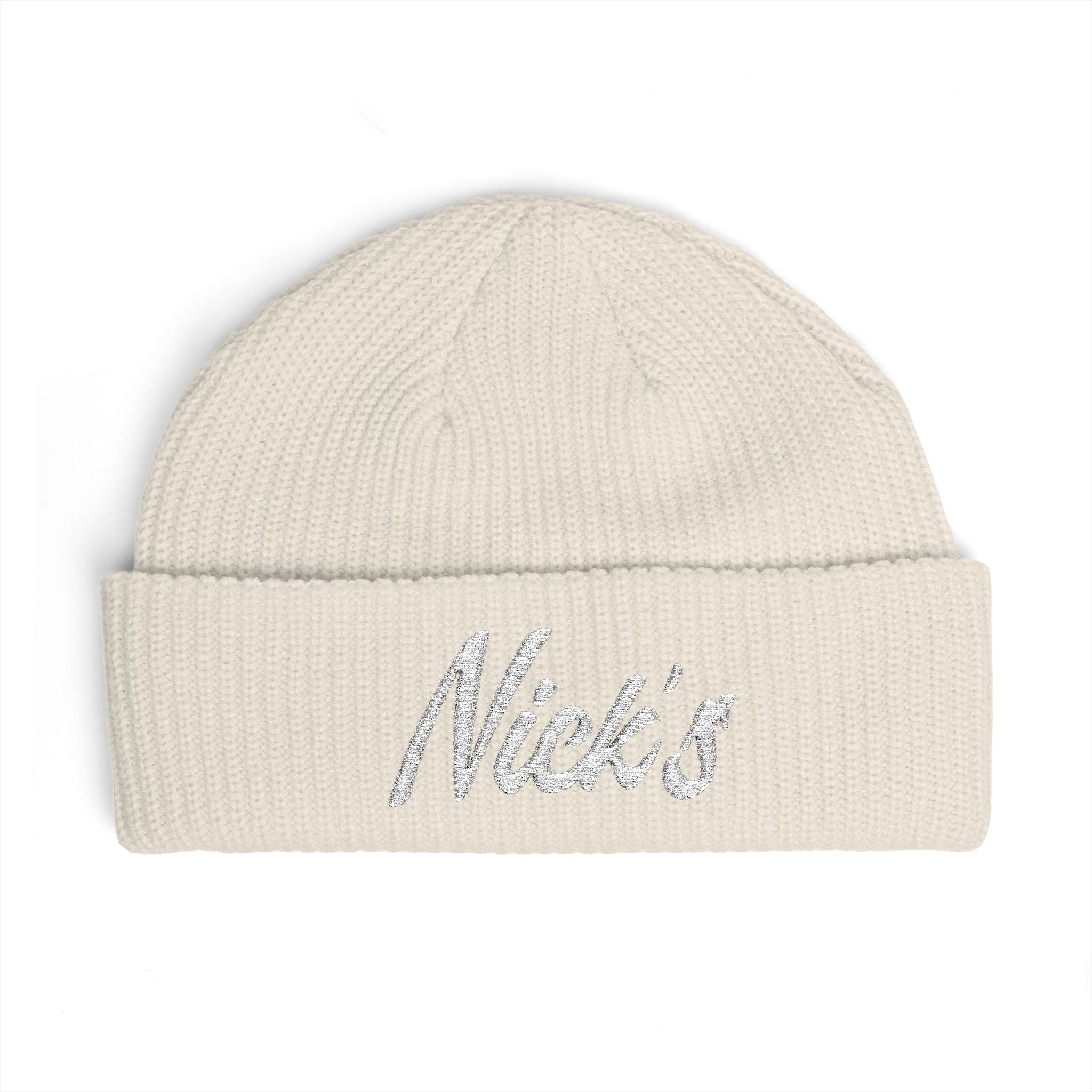 Nick's White embroidered beanie