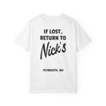 If lost, return to Nick's T Shirt